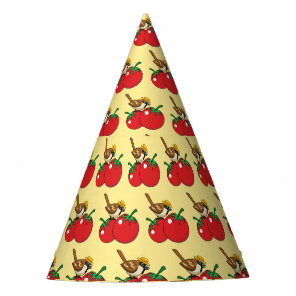 Organic Lover Sparrow Eating Red Tomato Party Hat