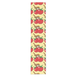 Organic Lover Sparrow Eating Red Tomato Short Table Runner