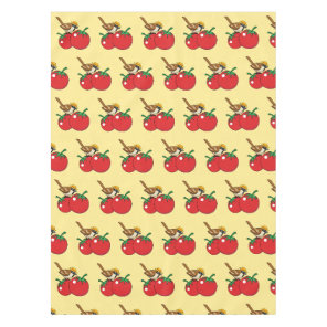 Organic Lover Sparrow Eating Red Tomato Tablecloth