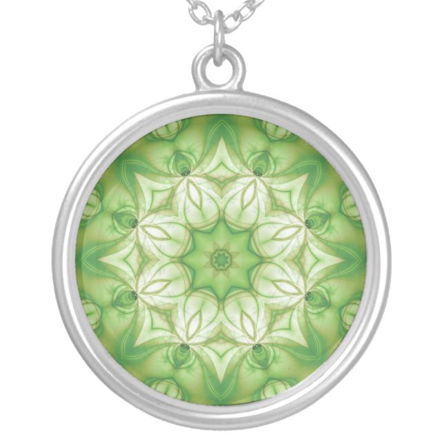 Organic Mandala / Organiskt mandala Silver Plated Necklace (Front)