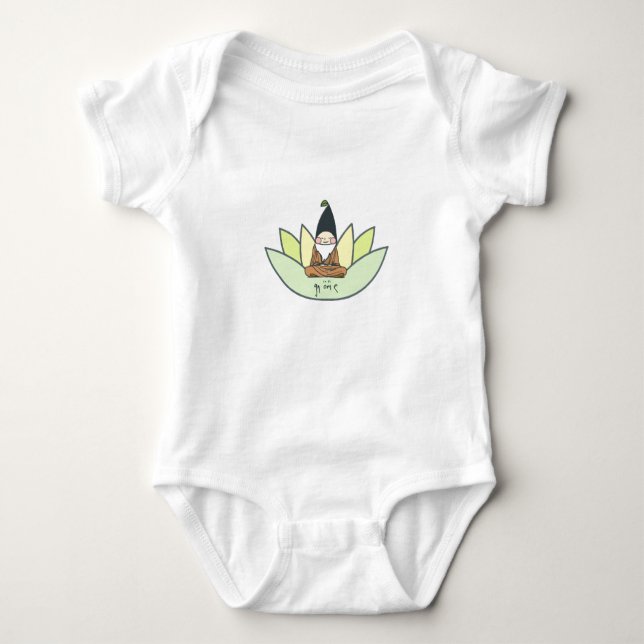 Organic meditating gnome baby bodysuit (Front)