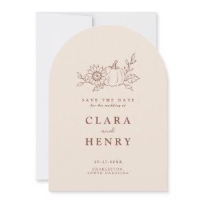 Organic Minimalist Autumn Wedding Save the Date Invitation