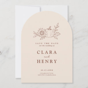Organic Minimalist Autumn Wedding Save the Date Invitation