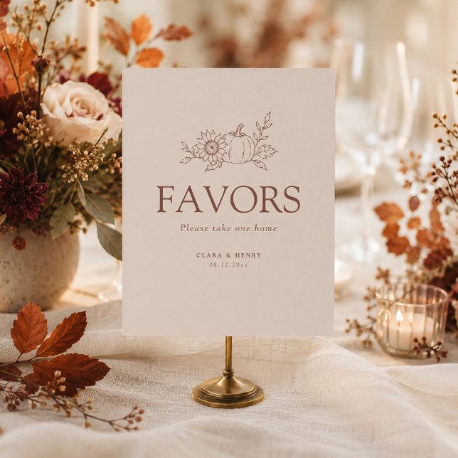Organic Minimalist Fall Pumpkin Favors Sign (Creator Uploaded)