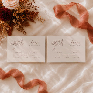 Organic Minimalist Fall Pumpkin Wedding RSVP Enclosure Card