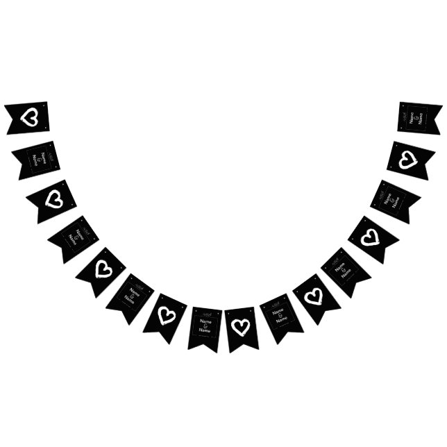 Organic minimalist natural wedding Black EDITABLE Bunting Flags (All)