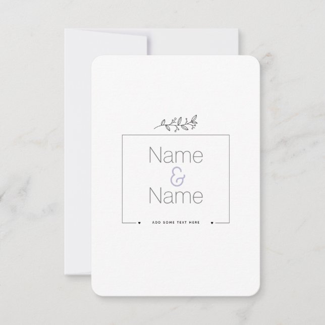 Organic minimalist natural wedding DESIGN EDITABLE RSVP Card (Front)