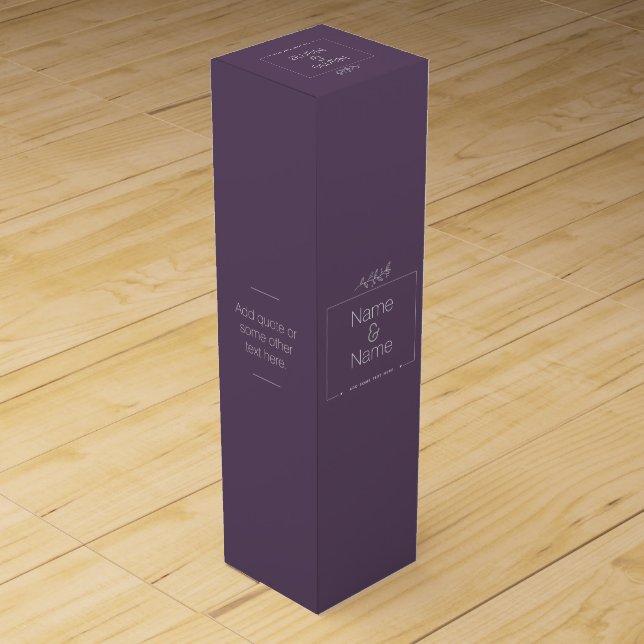 Organic minimalist natural wedding DESIGN EDITABLE Wine Box (Back)
