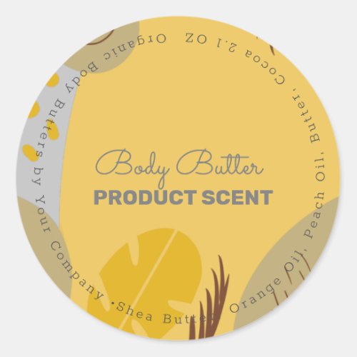 Organic Motif Leaf Body Butter Bath Soap Branding Classic Round Sticker