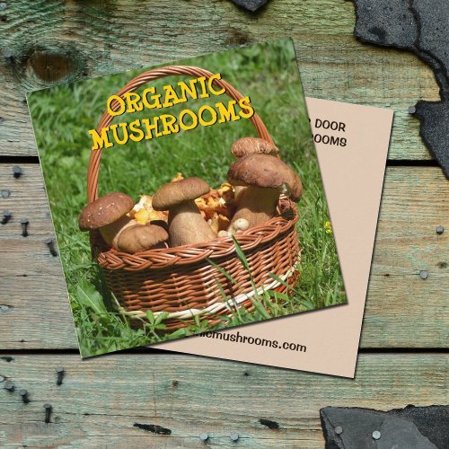 Organic Mushrooms Delivery  Farm Square  Square Business Card
