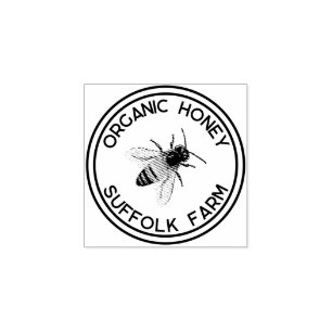 Organic Natural Honey Bee Simple Rubber Stamp