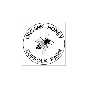 Organic Natural Honey Bee Simple Rubber Stamp
