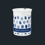 ORGANIC NAVY BLUE INDIGO DOTS TIE DYE PATTERN BEVERAGE PITCHER<br><div class="desc">If you need any further customisation please feel free to message me on yellowfebstudio@gmail.com.</div>