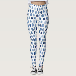 ORGANIC NAVY BLUE INDIGO DOTS TIE DYE PATTERN LEGGINGS