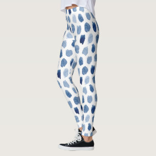 ORGANIC NAVY BLUE INDIGO DOTS TIE DYE PATTERN LEGGINGS