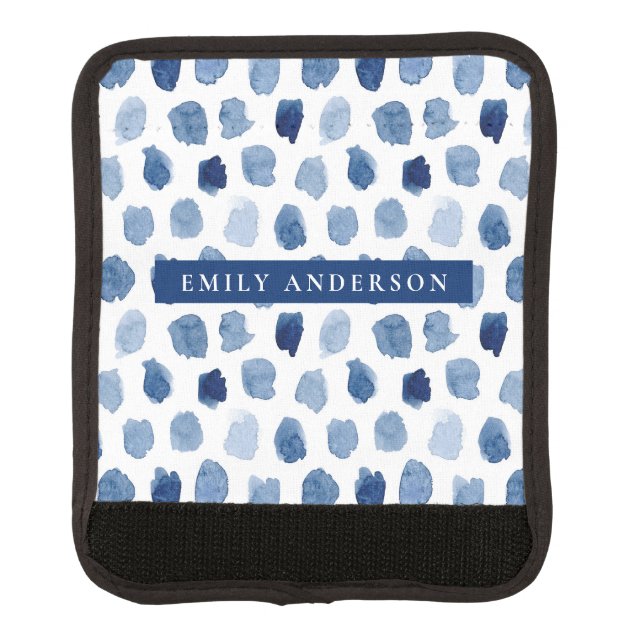 ORGANIC NAVY BLUE INDIGO DOTS TIE DYE PATTERN LUGGAGE HANDLE WRAP (Front)