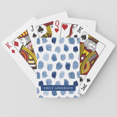 ORGANIC NAVY BLUE INDIGO DOTS TIE DYE PATTERN POKER CARDS