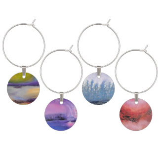 Organic Ocean Sunset Abstract II Wine Charms