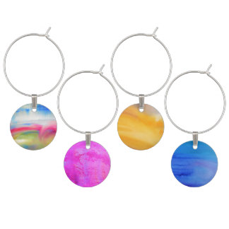 Organic Ocean Sunset Abstract Wine Charms