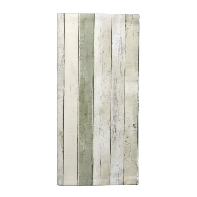 Organic Olive Ivory Faux Wood Stripes Christmas Cloth Napkin (Half Fold)