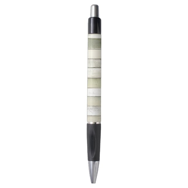 Organic Olive Ivory Faux Wood Stripes Christmas Pen (Front Vertical)