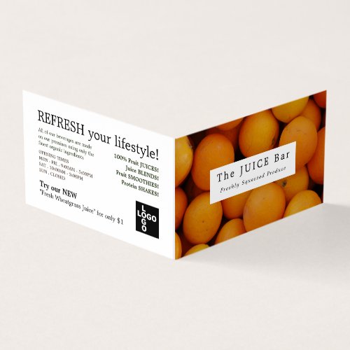 Organic Oranges Juice Bar Detailed Business Card