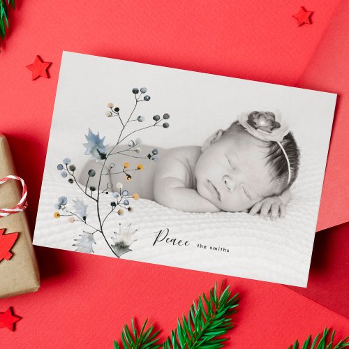 Organic Peace Holiday Christmas Photo Card