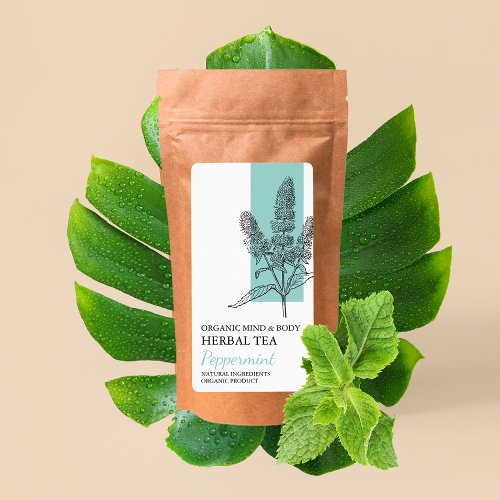 Organic Peppermint Herbal Tea Business Label