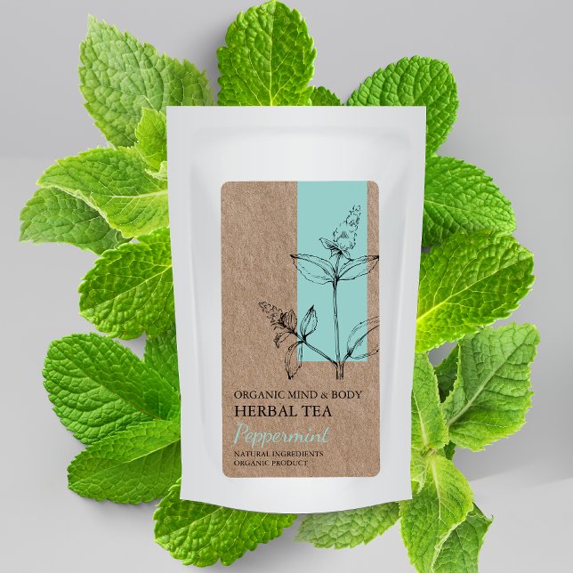 Organic Peppermint Herbal Tea Kraft Business Label (Creator Uploaded)