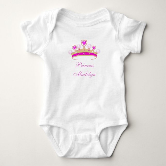 Organic Princess Madelyn, Crown Baby Tee, Add Name Baby Bodysuit (Front)