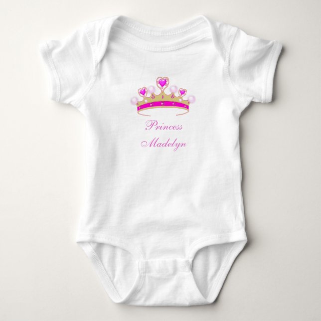Organic Princess Madelyn, Crown Baby Tee, Add Name Bodysuit (Front)