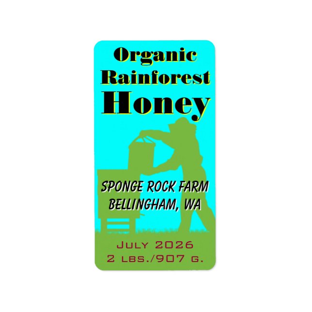 Organic Rainforest Honey Custom Beekeeper Label (Front)