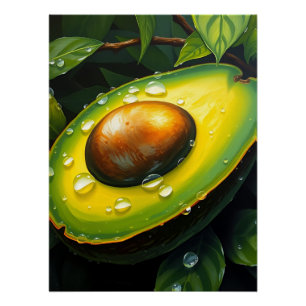 Organic Raingrown Avocado with Dewdrops Poster
