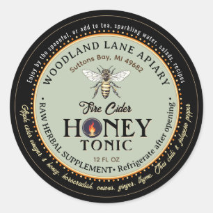 Organic Raw Fire Cider Honey Thai Chili Queen Bee Classic Round Sticker