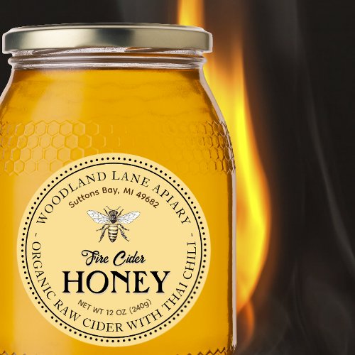 Organic Raw Fire Cider Honey Thai Chili Queen Bee Classic Round Sticker