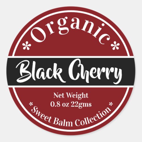 Organic Red Black Cherry Lip Balm Collection Classic Round Sticker
