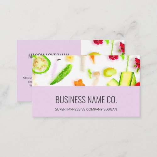 Organic Restaurant Business Cards  Violet BG