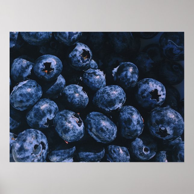Organic Ripe Bunch of Blueberries Poster (Front)