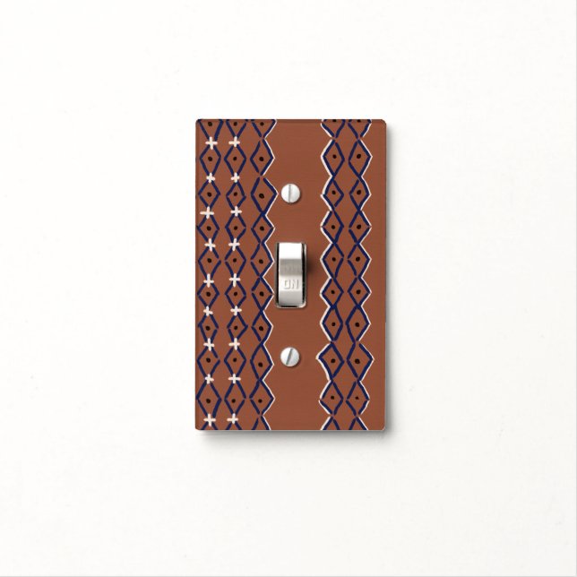 Organic Rust Earth Tone African Mudcloth Tribal Light Switch Cover (In Situ)