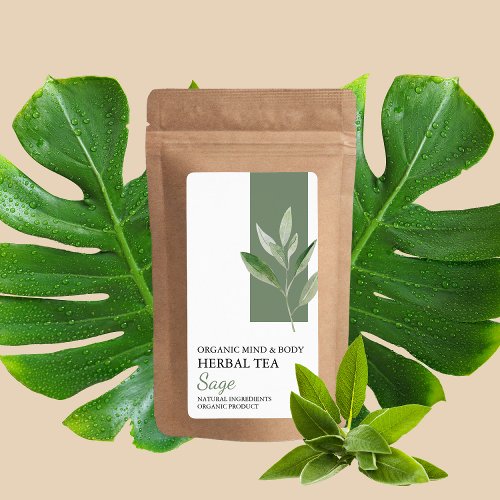 Organic Sage Herbal Tea Business Label