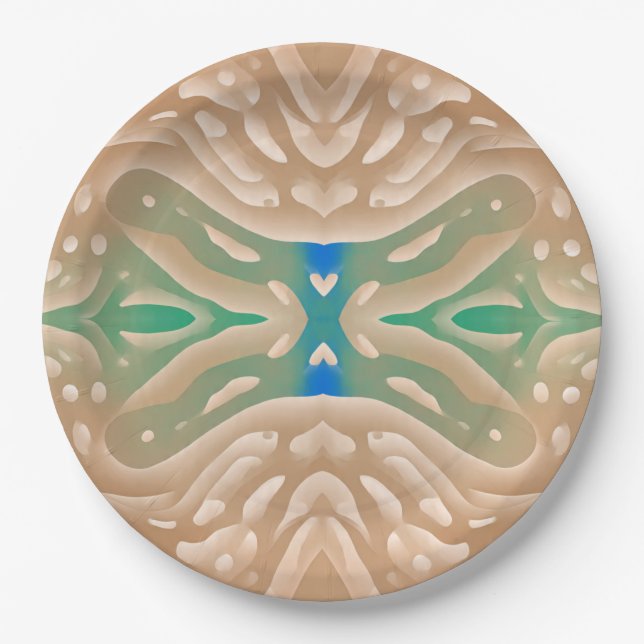 Organic Sand Wave Abstract Pattern Paper Plates (Front)
