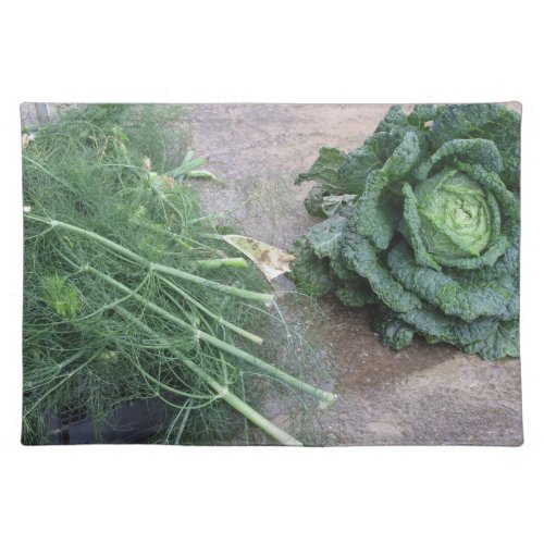 Organic Savoy cabbage and fennel fronds Cloth Placemat