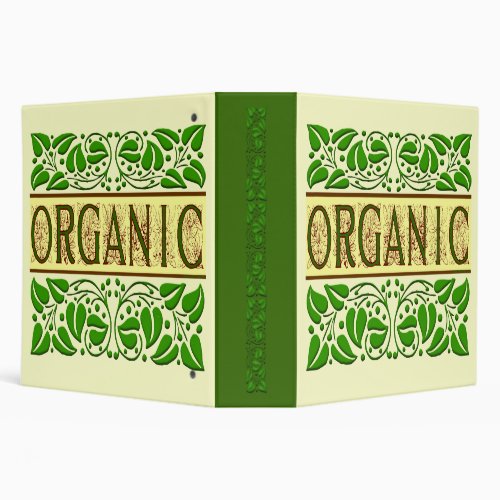 Organic Saying with Green Vintage Leaves Binder