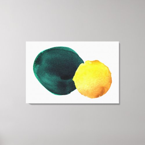 Organic Shape Abstract Watercolor Yellow Green Can Canvas Print