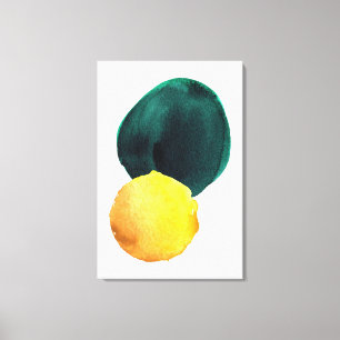 Organic Shape Abstract Watercolor Yellow Green Canvas Print