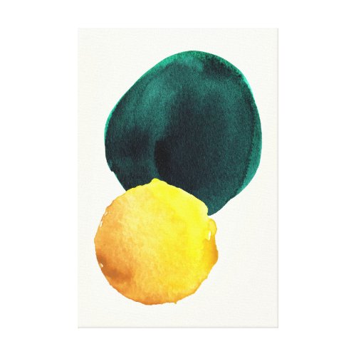Organic Shape Abstract Watercolor Yellow Green Canvas Print