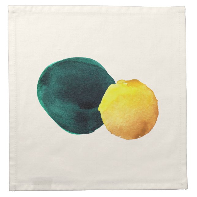 Organic Shape Abstract Watercolor Yellow Green Cloth Napkin (Front)