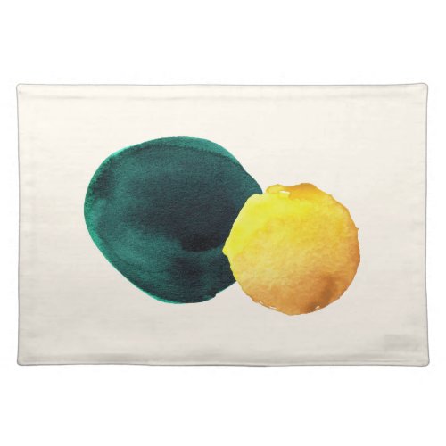Organic Shape Abstract Watercolor Yellow Green Cloth Placemat