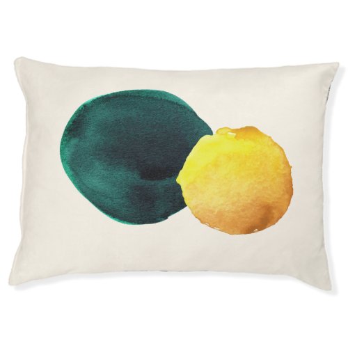 Organic Shape Abstract Watercolor Yellow Green Pet Bed