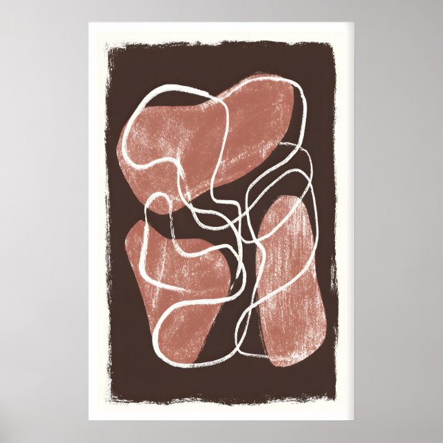 Organic Shape Wall Art, Earth Tone Abstract Poster (Front)